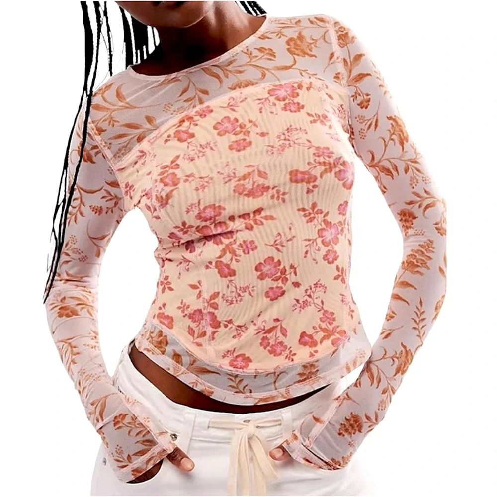 Free People Betty’s Garden Mesh Top NWT